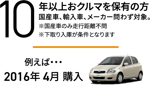 10年以上おクルマを保有の方 例えば2016年4月購入